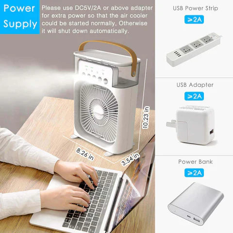 Portable Mini Air Conditioner Fan, USB Electric With Led Night Light, And Humidifier Function