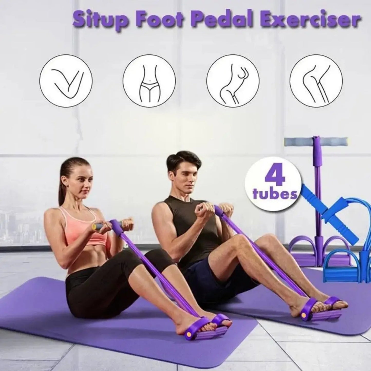 Tummy Trimmer Foot Pedal Resistance Band Elastic Sit-up Pull Rope Yoga Fitness Gym – Elastic Pull Ropes