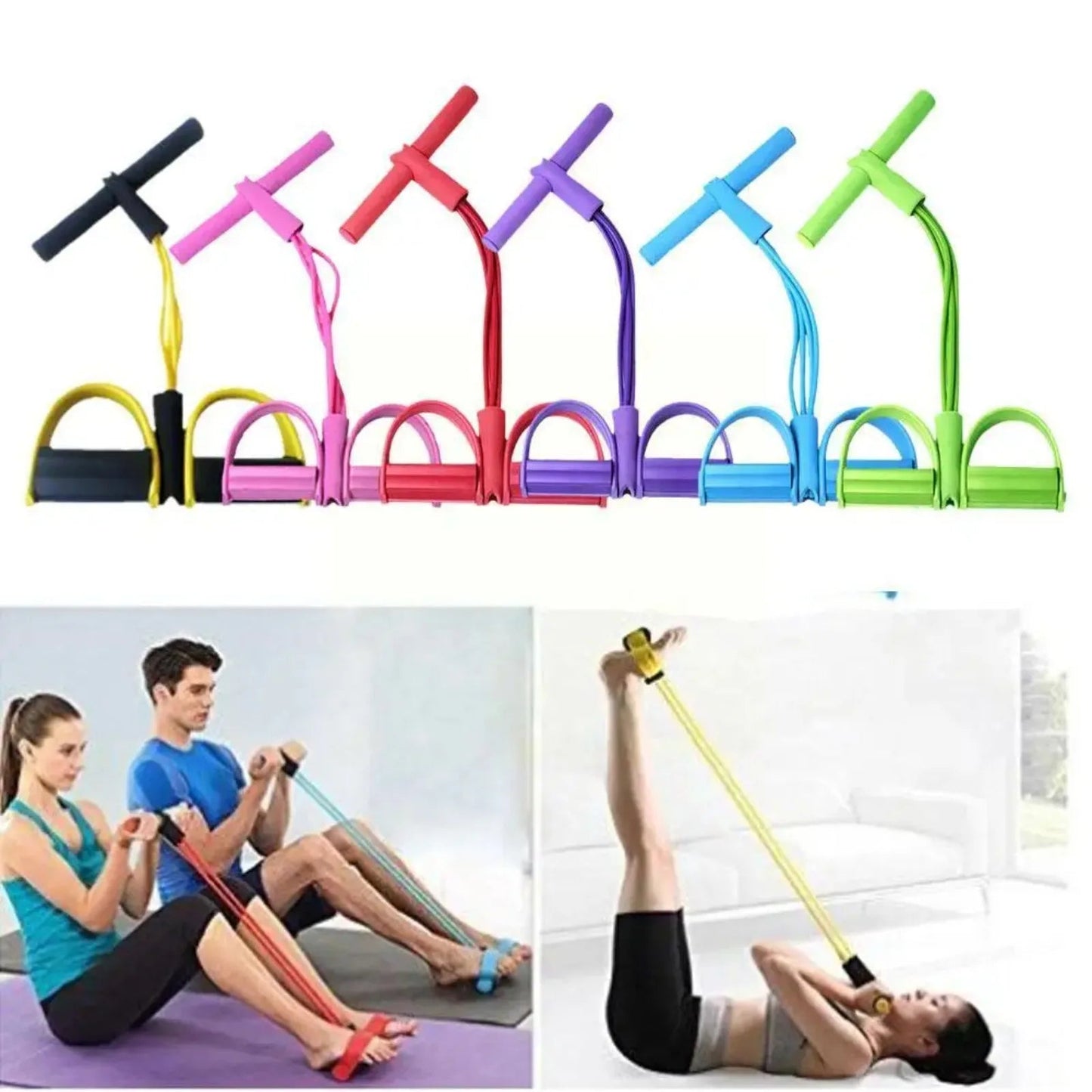 Tummy Trimmer Foot Pedal Resistance Band Elastic Sit-up Pull Rope Yoga Fitness Gym – Elastic Pull Ropes