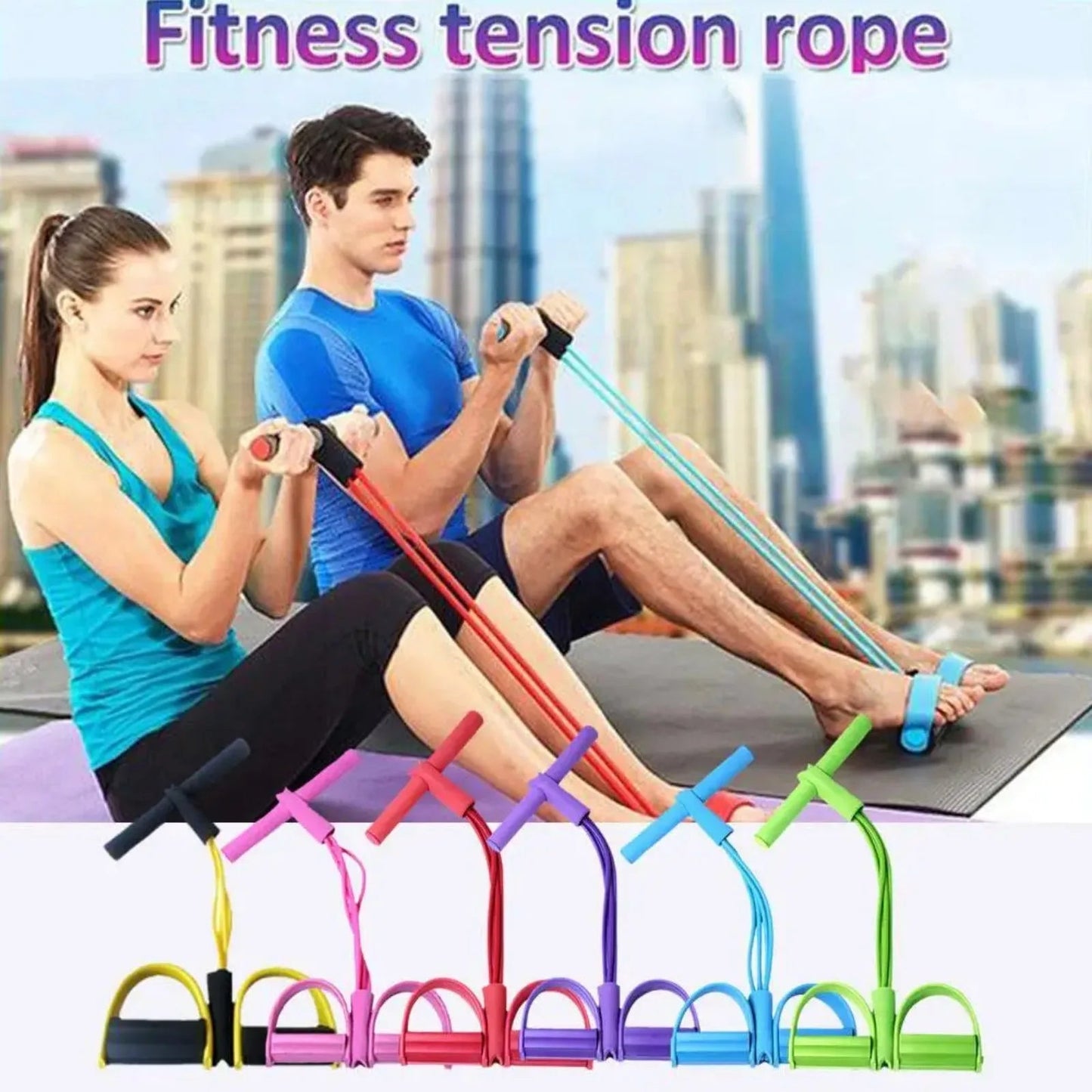 Tummy Trimmer Foot Pedal Resistance Band Elastic Sit-up Pull Rope Yoga Fitness Gym – Elastic Pull Ropes