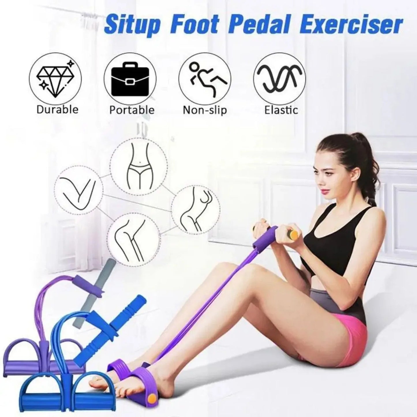 Tummy Trimmer Foot Pedal Resistance Band Elastic Sit-up Pull Rope Yoga Fitness Gym – Elastic Pull Ropes