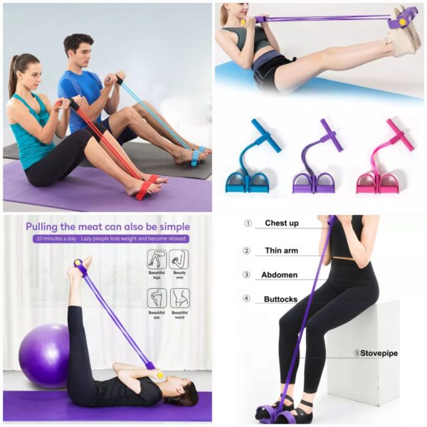 Tummy Trimmer Foot Pedal Resistance Band Elastic Sit-up Pull Rope Yoga Fitness Gym – Elastic Pull Ropes